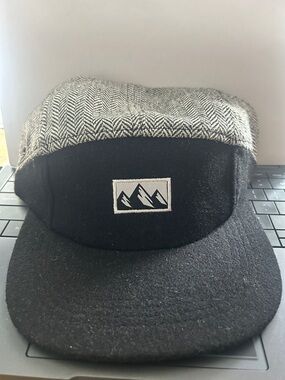 Parker Black and Gray Herringbone Mountain Patch Five-Panel Cap